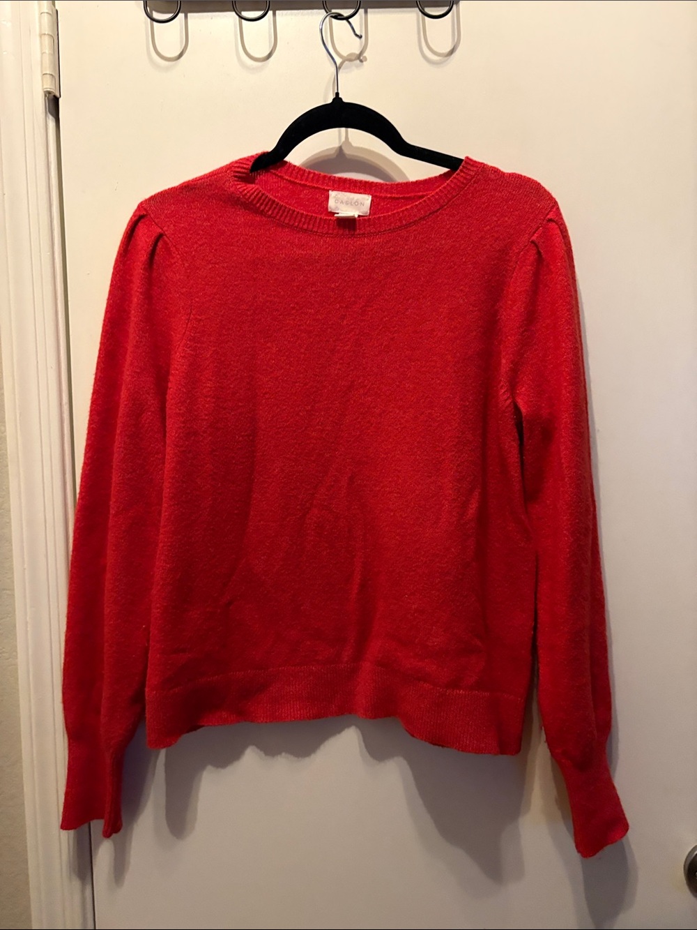 Caslon Classic Crewneck Women's Sweater in Corral Cotton Merino Wool Blend Sz S